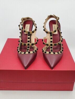 Valentino Garavani Rockstud Caged Leather T-Strap Pumps
